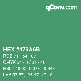Color code: HEX #479A6B | qconv.com
