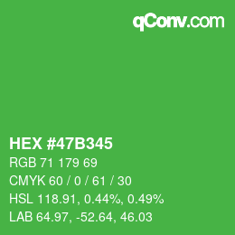 Color code: HEX #47B345 | qconv.com