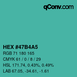 カラーコード: HEX #47B4A5 | qconv.com