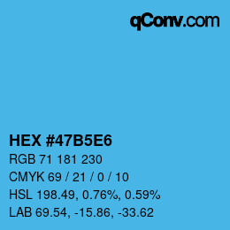 Farbcode: HEX #47B5E6 | qconv.com
