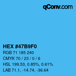 颜色代码: HEX #47B9F0 | qconv.com