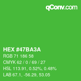 Color code: HEX #47BA3A | qconv.com