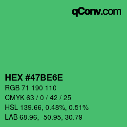 Farbcode: HEX #47BE6E | qconv.com