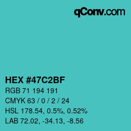 Color code: HEX #47C2BF | qconv.com - big