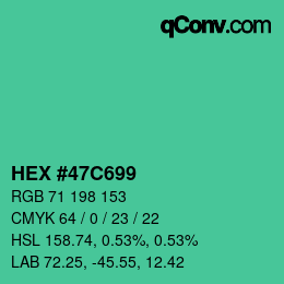 カラーコード: HEX #47C699 | qconv.com