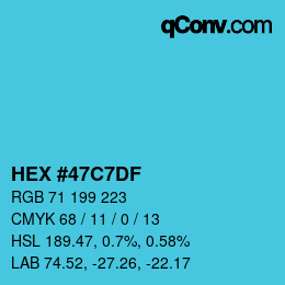 カラーコード: HEX #47C7DF | qconv.com
