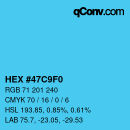 颜色代码: HEX #47C9F0 | qconv.com