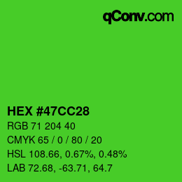 Color code: HEX #47CC28 | qconv.com