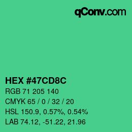 Color code: HEX #47CD8C | qconv.com