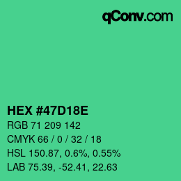 カラーコード: HEX #47D18E | qconv.com