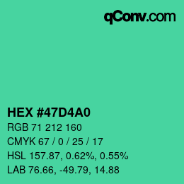 Color code: HEX #47D4A0 | qconv.com