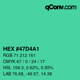 Color code: HEX #47D4A1 | qconv.com