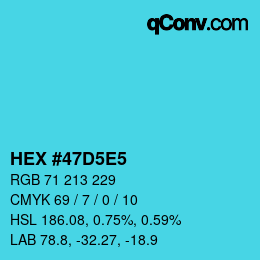 カラーコード: HEX #47D5E5 | qconv.com