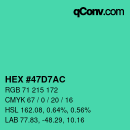 Color code: HEX #47D7AC | qconv.com