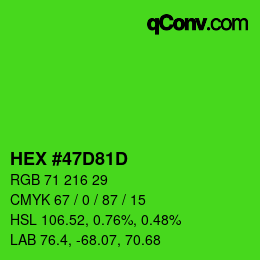 Color code: HEX #47D81D | qconv.com