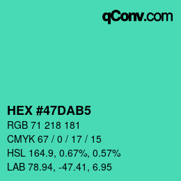 カラーコード: HEX #47DAB5 | qconv.com
