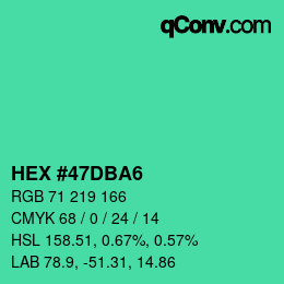 カラーコード: HEX #47DBA6 | qconv.com