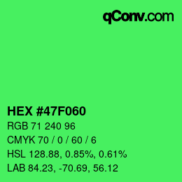 カラーコード: HEX #47F060 | qconv.com