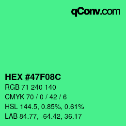 カラーコード: HEX #47F08C | qconv.com