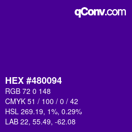 Code couleur: HEX #480094 | qconv.com