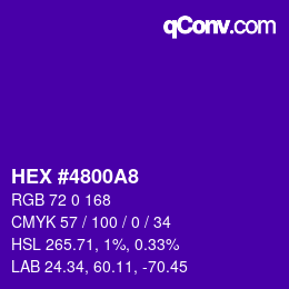 颜色代码: HEX #4800A8 | qconv.com