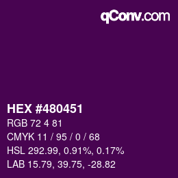 颜色代码: HEX #480451 | qconv.com