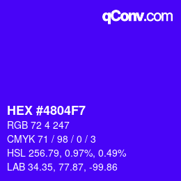 カラーコード: HEX #4804F7 | qconv.com