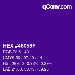 カラーコード: HEX #48058F | qconv.com