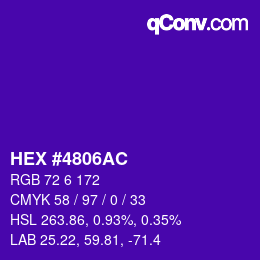 Color code: HEX #4806AC | qconv.com