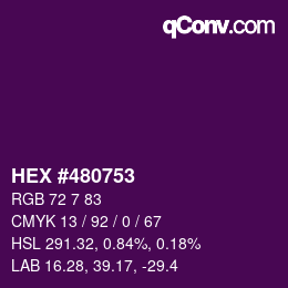 カラーコード: HEX #480753 | qconv.com