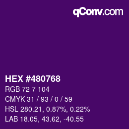 カラーコード: HEX #480768 | qconv.com
