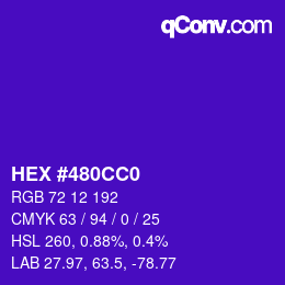 颜色代码: HEX #480CC0 | qconv.com