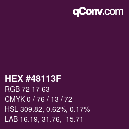 カラーコード: HEX #48113F | qconv.com