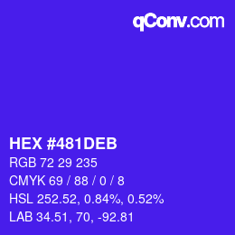 Color code: HEX #481DEB | qconv.com