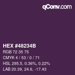Color code: HEX #48234B | qconv.com