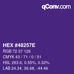 Color code: HEX #48257E | qconv.com