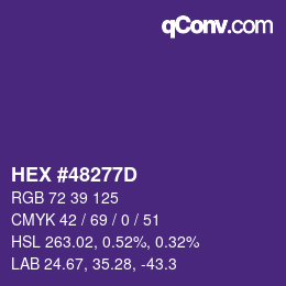 颜色代码: HEX #48277D | qconv.com