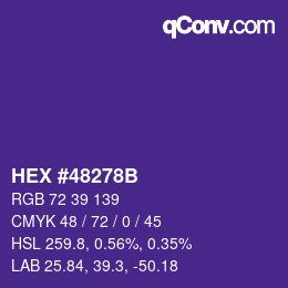 Color code: HEX #48278B | qconv.com