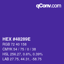 カラーコード: HEX #48289E | qconv.com