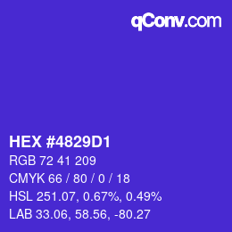Farbcode: HEX #4829D1 | qconv.com