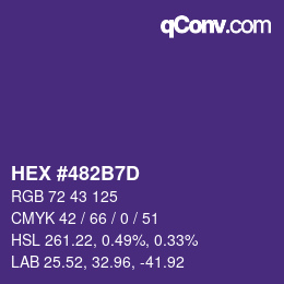 カラーコード: HEX #482B7D | qconv.com
