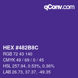 Color code: HEX #482B8C | qconv.com
