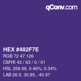 Color code: HEX #482F7E | qconv.com