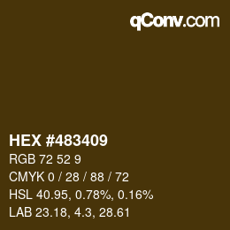 カラーコード: HEX #483409 | qconv.com