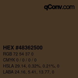 Color code: HEX #48362500 | qconv.com