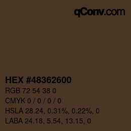 Color code: HEX #48362600 | qconv.com