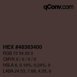 Color code: HEX #48363400 | qconv.com