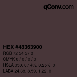 Color code: HEX #48363900 | qconv.com