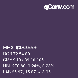 颜色代码: HEX #483659 | qconv.com