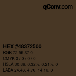 Color code: HEX #48372500 | qconv.com